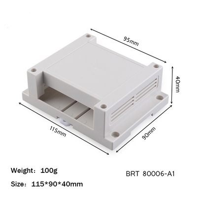 ราง Din เปลือกพลาสติกกล่องแยก ABS สำหรับกล่องจ่ายไฟอิเล็กทรอนิกส์ 115 * 90 * 40 มม