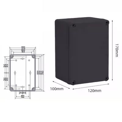 สีดํา สกรูพลาสติก IP66 พลาสติก กันอากาศ กล่องแยก 170 * 120 * 100mm